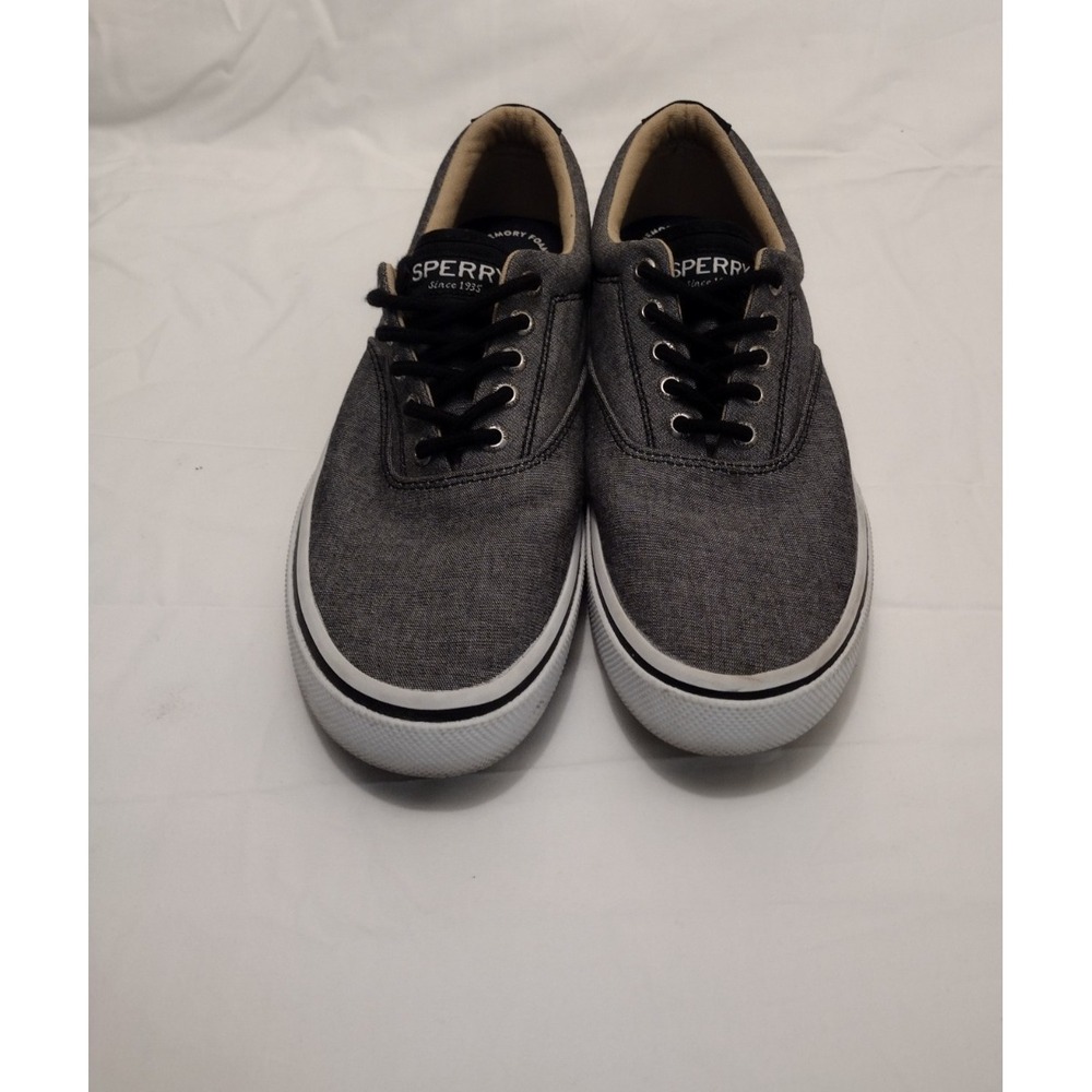 Sperry Top Sider Shoes Men's 8 M Halyard Sneakers Gray Canvas Low Top STS13147